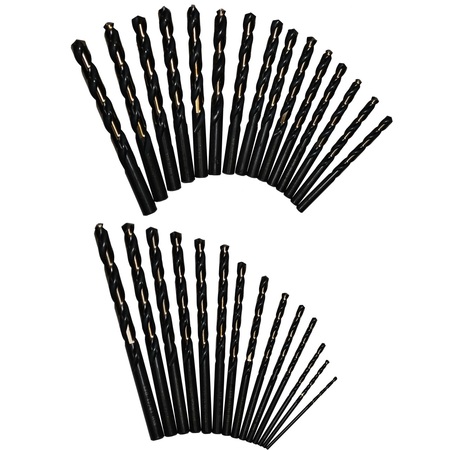 Drill America 1/16 - 1/2 HSS Black & Gold Jobber Drill Bit Set, Point Type: Split Point KFD29J-PC